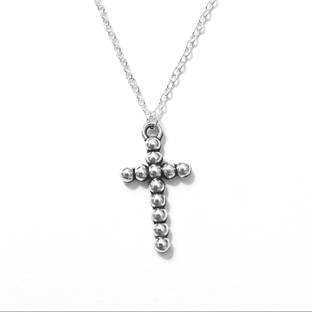 Silver Cross Necklace Sterling 18” Chain